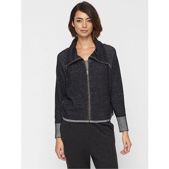 Eileen Fisher Sweaters - Eileen Fisher Knit Organic Cotton Funnel Neck Full Zip Sweater Jacket Size PM
